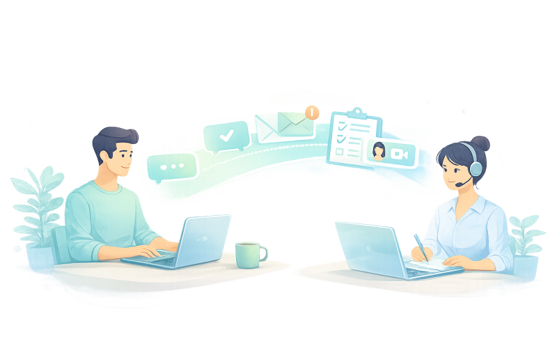 Online enquiry process in pastel tones